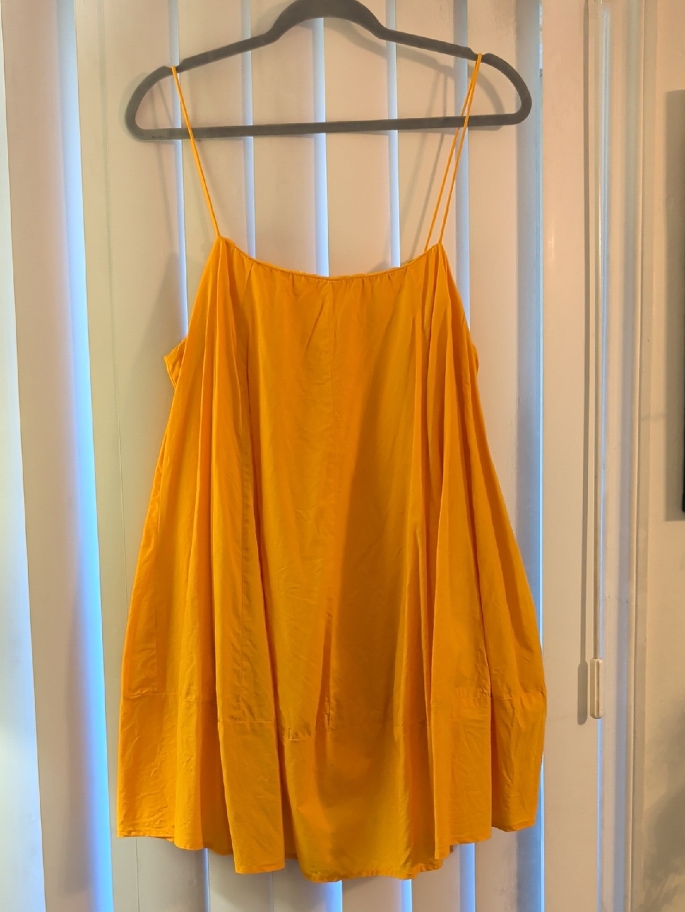 Free People Bright Yellow/Orange Spaghetti  Strap A Line Swing Dress,  Medium
